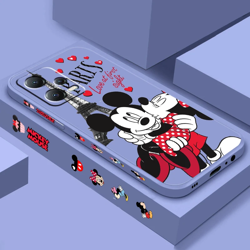Disney London Minnie Mickey Liquid Left Rope Per Xiaomi Redmi Note 13 12 12S 12R 11 11T 11S 10 10S Pro Plus 5G Back Phone Case