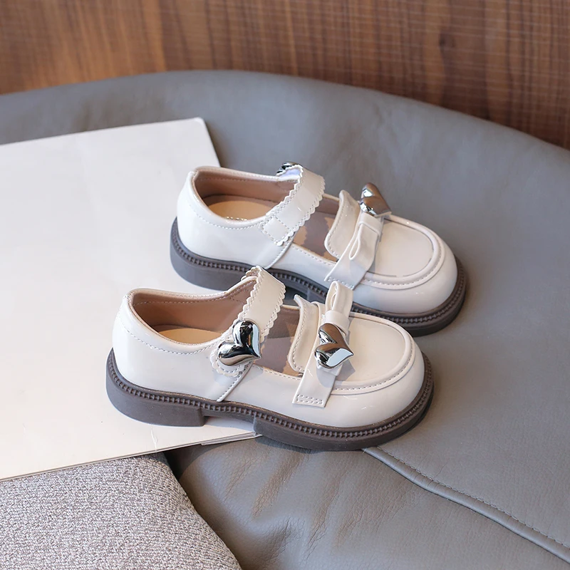 Children's Leather Shoes Glossy Black School Girl Shoes Fashion Autumn Kids Princess Causal Mary Jane Sweet Chic