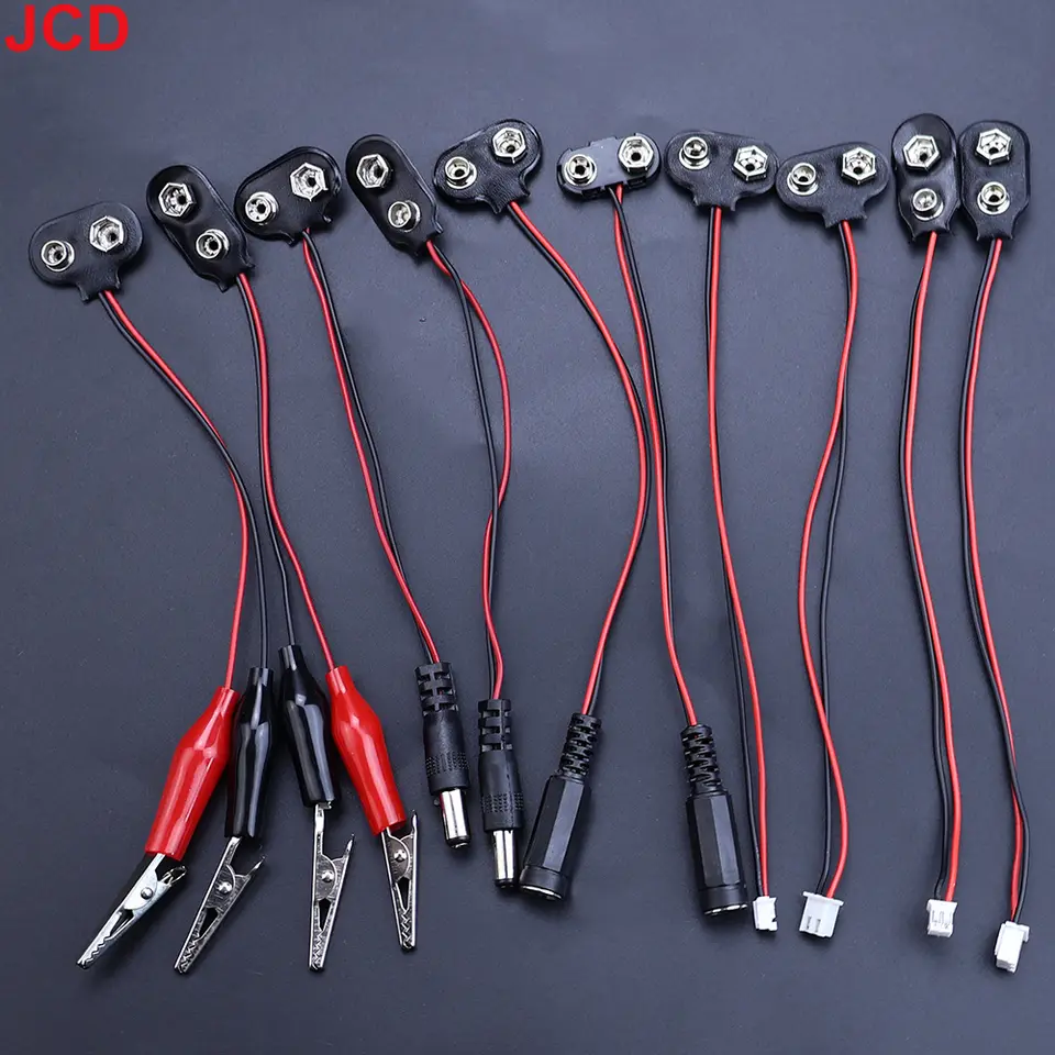 5pc 9V Battery Connector Power Clips DC Jack Male Female Alligator Snap Adapter Wire Holder Cable 9 Volt Lead Socket Plug Barrel image 4