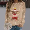 Cotton Christmas Pullover Womens & Girls Xmas Pattern Snowflakes & Reindeer Heads Full Printed Long Sleeve New Year Sweatshirt 2