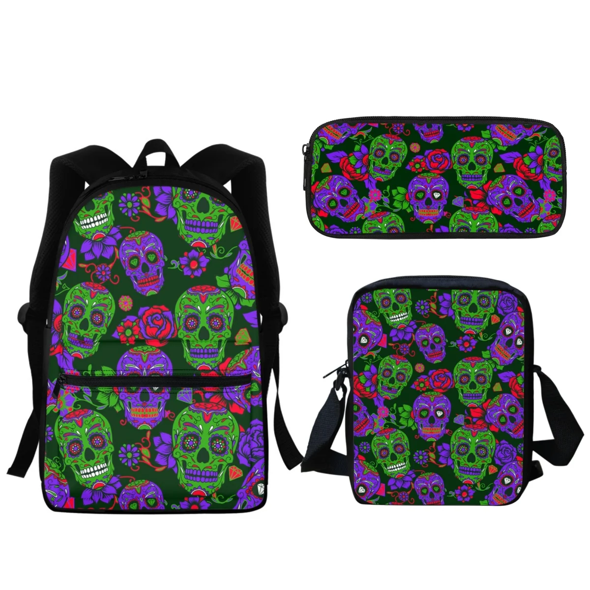 

Sugar Skull Flower Pattern School Bags for Girls Fashion Teenagers Backpacks Scary Halloween Gift Bookbag Small Satchel Learning