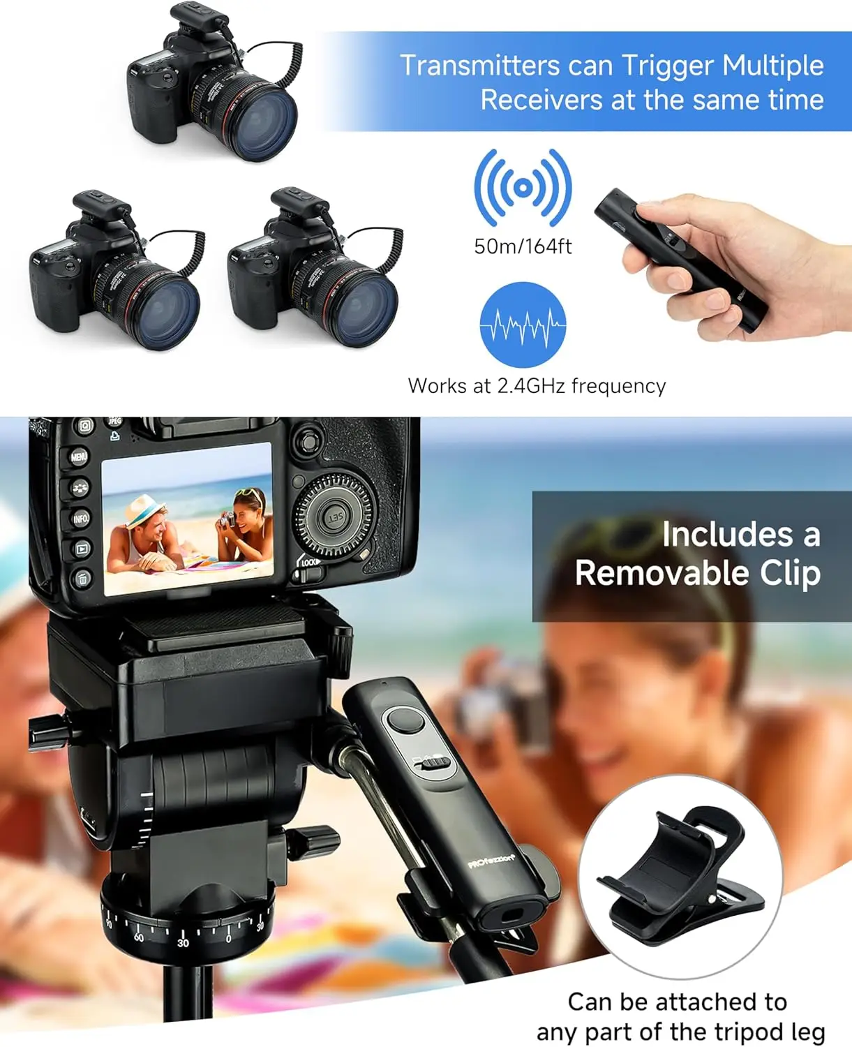 Draadloze ontspanknop - Camera-afstandsbediening voor Canon EOS R, RP, T7, SL2, 250D, 90D, 6D Mark II, OM-D E-M1X, E-M1 Mark II, GFX100, XT30 Draadloze ontspanknop - Camera-afstandsbediening voor Canon EOS R, RP, T7, SL2, 250D, 90D, 6D Mark II, OM-D E-M1X, E-M1 Mark II, GFX100, XT30