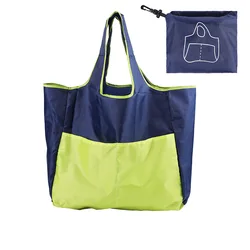 Eco - Friendly Large Foldable Tote Bag for Shopping, Picnic, and Beach Toy Storage (Navy blue)