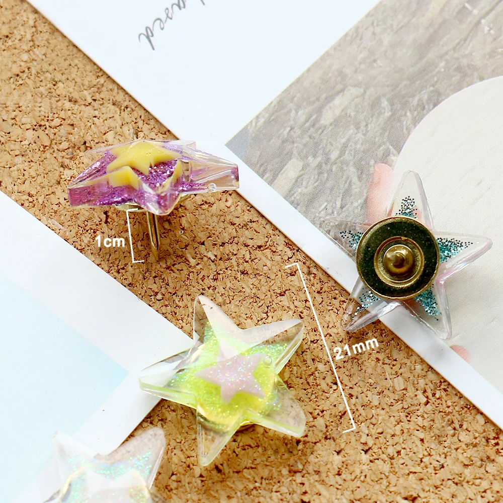 Multi-purpsoe Star-shaped Pushpins Set Classic Gold Thumb Tacks Set for Office School Bulletin Boards 10Pcs/Pack
