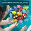 1PCS Toddler Bath Toys Cute Cartoon Swimming Shark Clockwork Wagging Tail Rotating Device Beach Baby Bath Tub Wind Up Toy 2