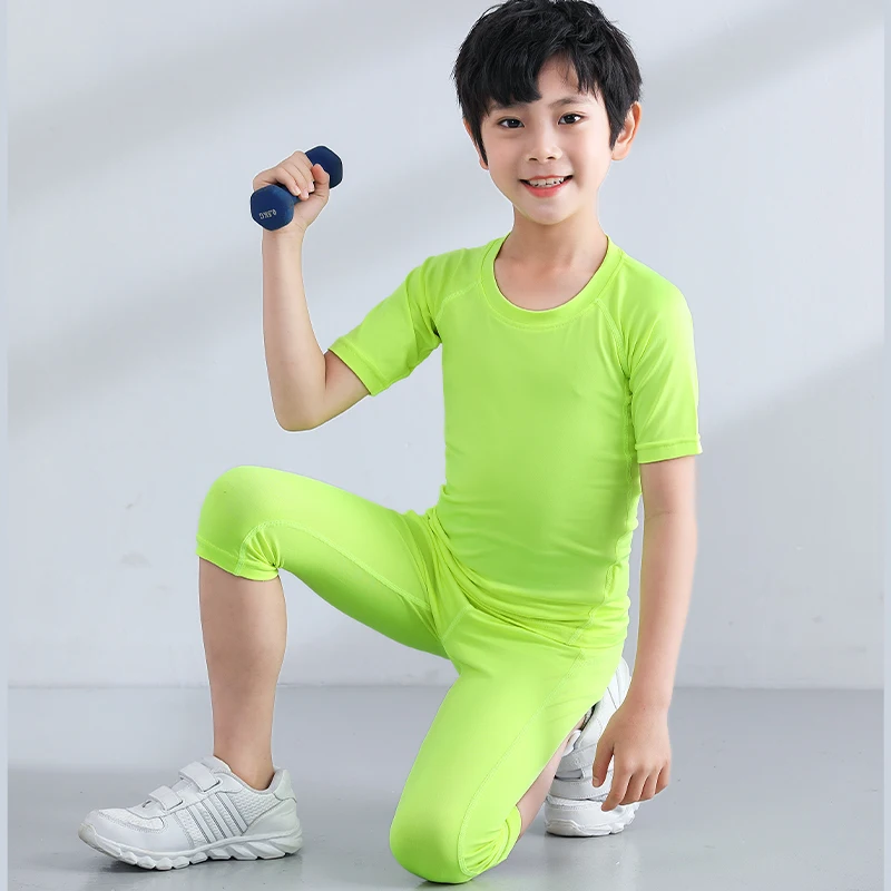 Kid Running Compression Sweatpants Gym Jogging Leggings Basketball Football Shorts Fitness Tight Outdoor Sport Clothes 826+825