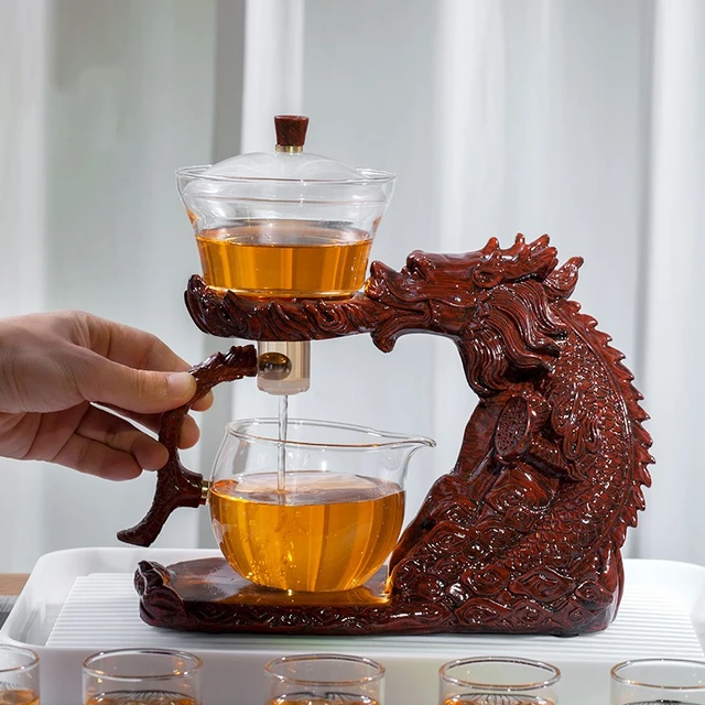 Glass Tea Set Automatic Teapot Tea Infuser Magnetic Water Diversion  Heat-resistant Kungfu Tea Drinking Dragon Tea Maker - AliExpress