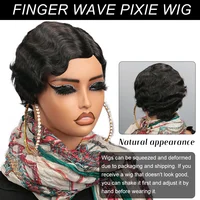Perruque de Cheveux Humains Courts et Ondulés, Brun, Coupe Pixie, Style Océan, pour Femme 6