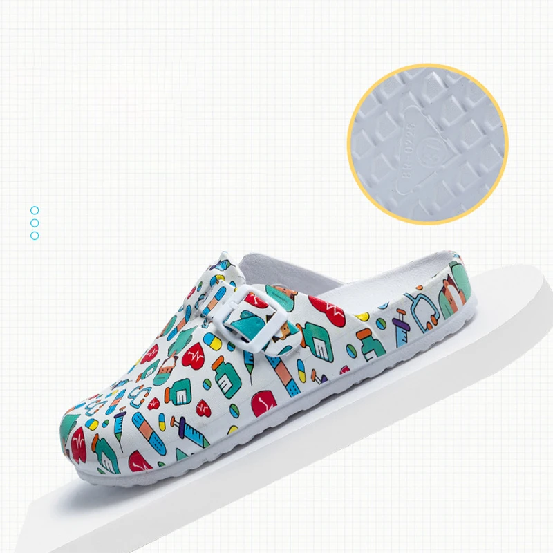 Print Medical Clogs Slip Resistant Doctor and Nurse Slippers Ultra Light Dentist Veterinary Footwear Premium Surgical Shoes YC-1 3