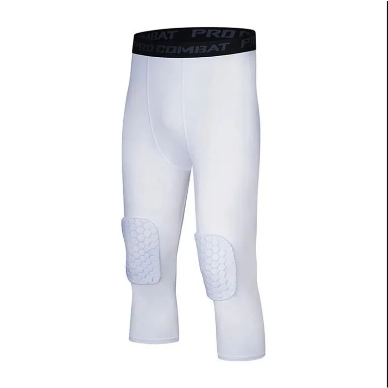 Men Women Kids Capri Running Kneelet Tights GYM 3/4 Pants Basketball Football Soccer Fitness Exercise Leggings 56