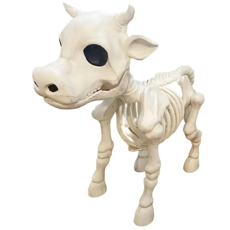 

Halloween Cow Skeleton Spooky Skeleton Halloween Decor Scary Realistic Skeleton Cow Statue Graveyard Prop Halloween Skeleton
