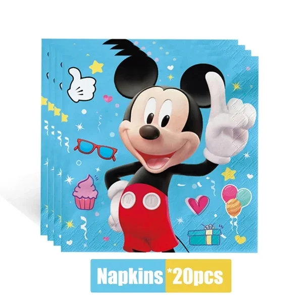 Blau Mickey Mouse Geburtstag Dekoration Party Set Geschirr Teller Tassen Serviette Tischdecke Ballon Für Kinder Geburtstag Party Supplies – Detail 10
