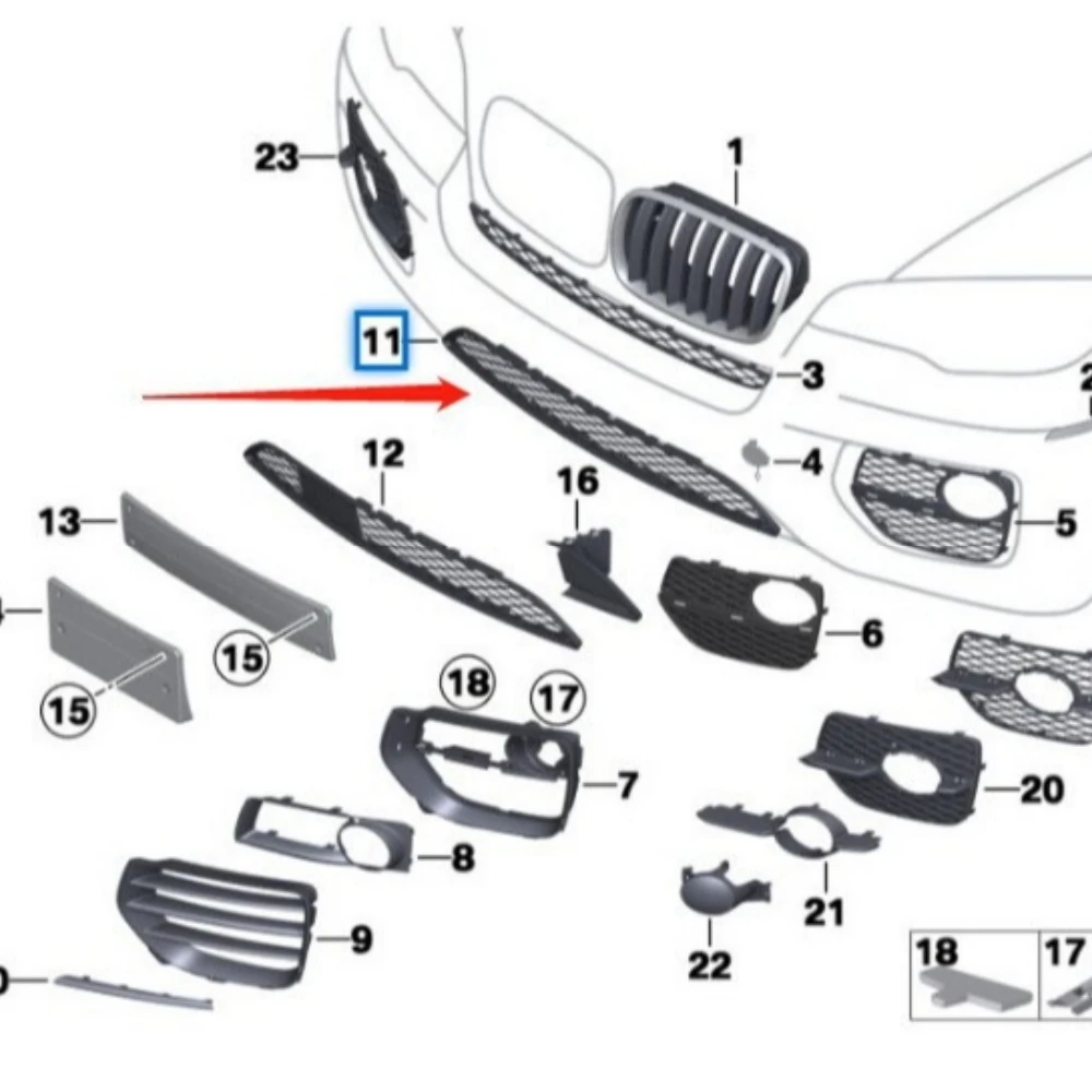 Front bumper ventilation grille 51117176282 For BMW X6 E71 2008-2014