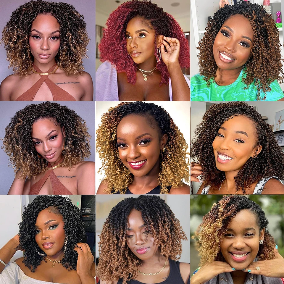 12 8 Inch Yanky Twist Crochet Hair Pre-looped Bohemian Kinky Mini Passion Twist Spring Yankee Twist Crochet Hair for Black Women 6