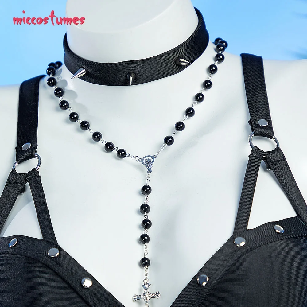 HAIKYUU Women's Misa Derivative One Piece Swimsuit Cross Lace-up Hollow One-piece Bathing Suit with Necklace 5