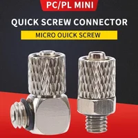 10/50/200 PCS ด้ายชาย M3 M4 M5 M6 MINI PNEUMATIC ท่อเชื่อมต่อสกรูผ่าน Quick FITTING OD Air Tube Fast Twist Joint 2