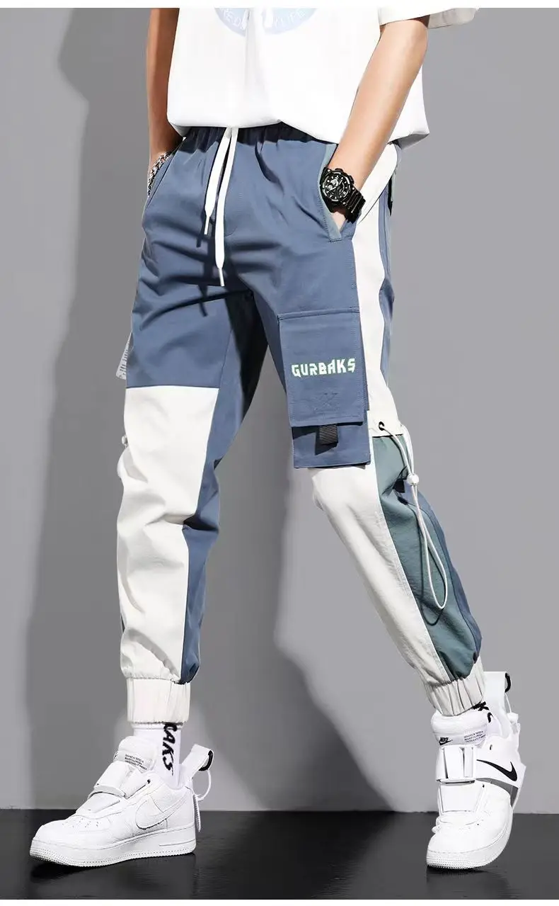 الكلاسيكية الشارع الشهير سراويل تقليدية الرجال أشرطة الحريم سراويل للجري الذكور سليم صالح الربيع البضائع السراويل متعددة جيوب النساء السراويل J2