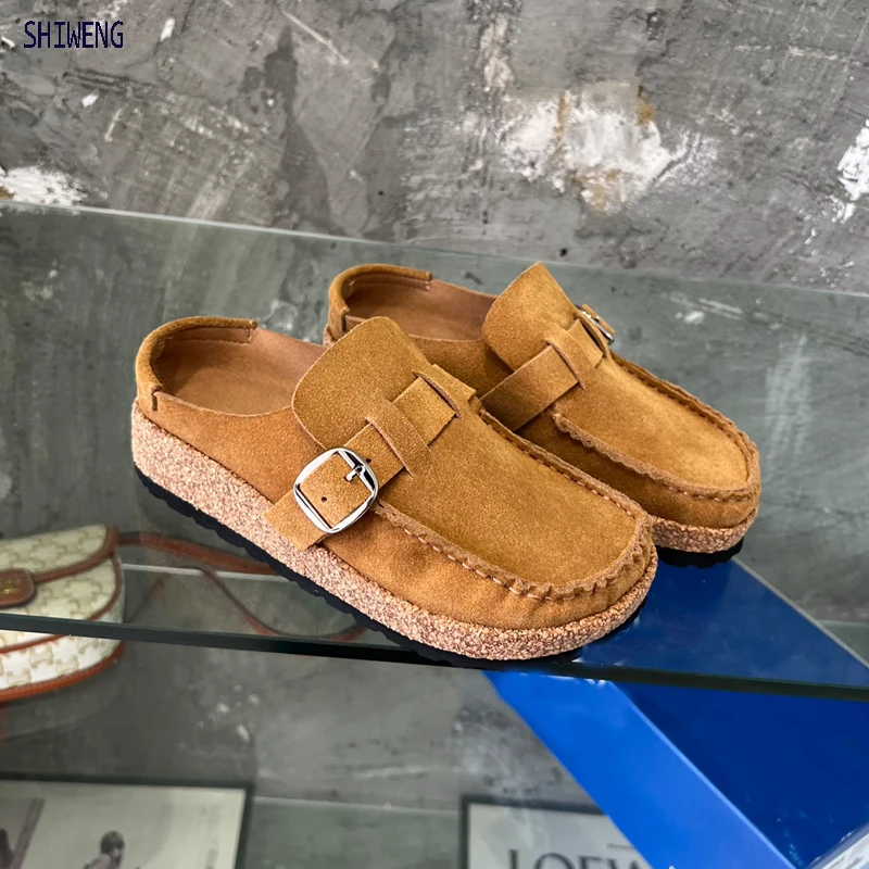 

Plus Size 35-45 Warm Thicken Fur Slippers Women/men 2023 Winter Faux Suede Flat Mules Shoes Woman Soft Outdoor Slides Mujer