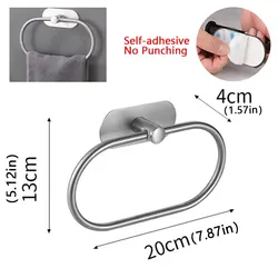 Sleek Black Stainless Steel Self-Adhesive Towel Holder (Silver Towel Holder)