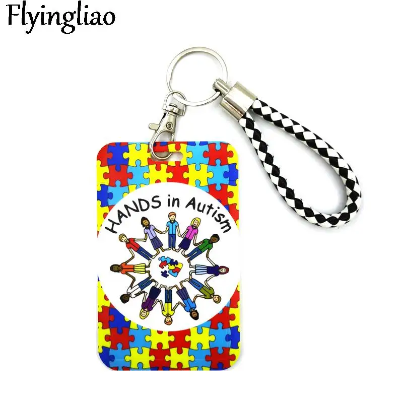 Autism pattern Art Cartoon Anime Fashion Lanyards Bus ID Name Work Card Holder Accessories Decorations Kids Gifts