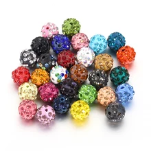 

50pcs Mix Color Crystal Balls Beads 10mm Round Glass Rhinestone Loose Spacer Beads for Jewelry Making DIY Accessories Supplies