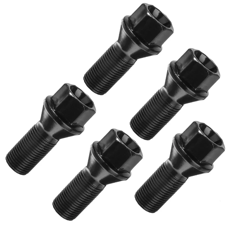 5Pcs M14 X 1.25 Black Wheel Locking Lug Bolt Nut Steel 36136781151 For -BMW X3 X5 E70 E71 F20 F25 X5 X6