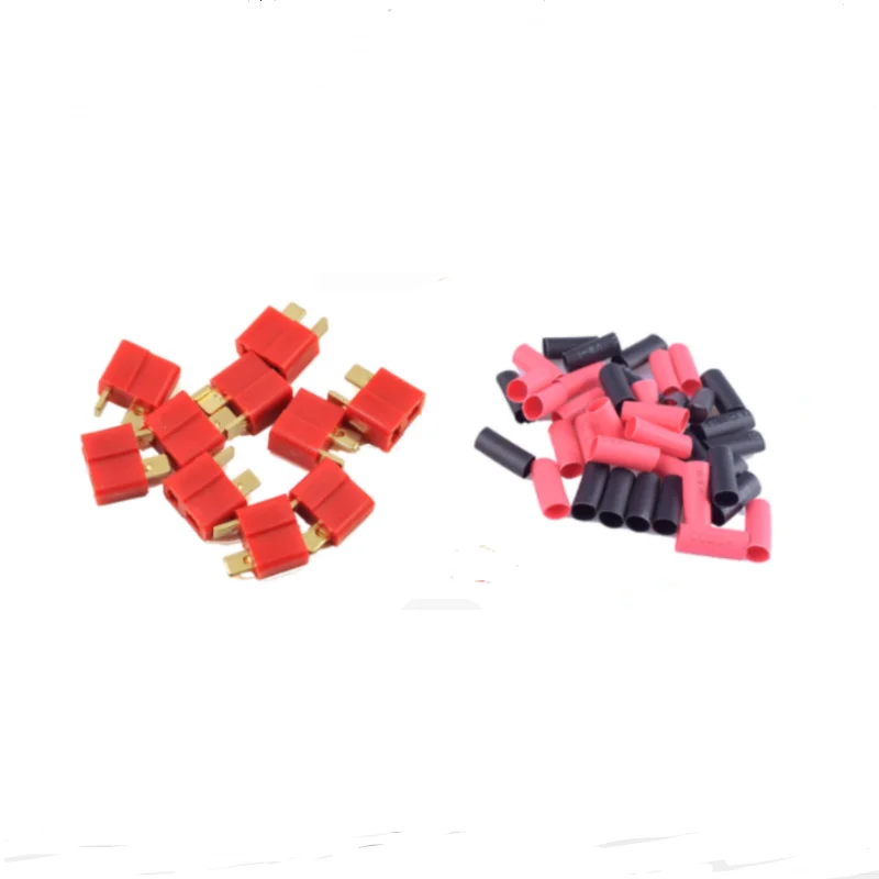 2/5/10 Pairs Red  Ultra T-Plug Connectors Deans Style Male and Female with heat Shrink Tubing For RC charger LiPo Battery ESC