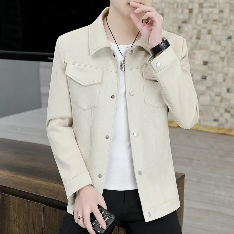 Coat 2022 New Korean Version Trend Loose Work Jacket Men's Casual Handsome Deerskin Velvet Top Jackets for Men