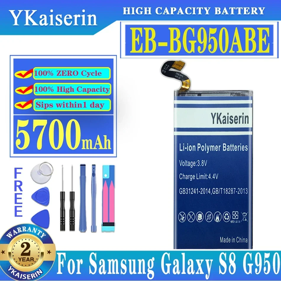 Batteria Ykaiserin Per Samsung Galaxy S8 Sm-G9508 G950F G950A G950T G950U G950V G950S Eb-Bg950Abe Batterie Per Telefoni Cellulari 5700Mah