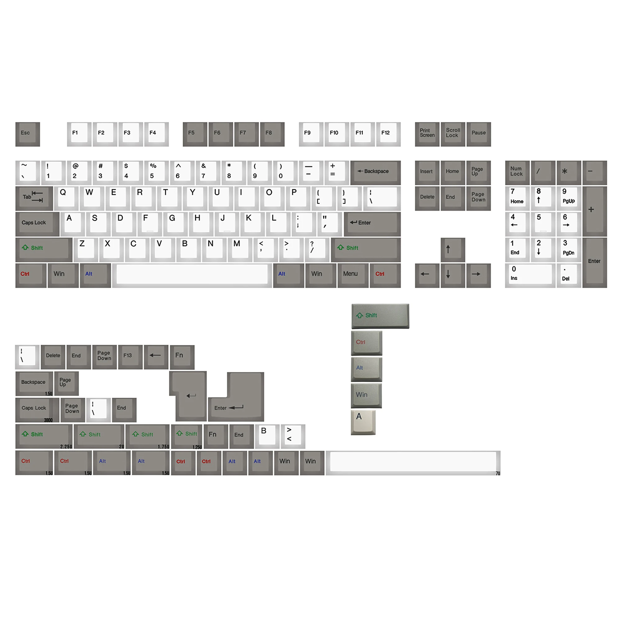 Taihao Alps Abs Vintage Branco Cinza Doubleshots Keycap para Faça Você Mesmo Jogo Teclado Mecânico Cúbico Oem Perfil