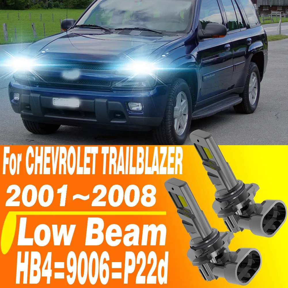 2개 HB4 9006 LED 헤드라이트 캔버스 P22d 자동차 로우빔 전구 안개등 터보 다이오드 램프 12V 55W 쉐보레 트레일블레이저 20012008용