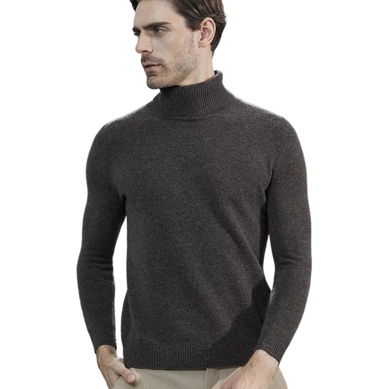 Men Knitted Sweaters Cashmere Sweater 100% Merino Wool Turtleneck Long-Sleeve Thick Pullover Winter Autumn Male Jumpers Clothing 4