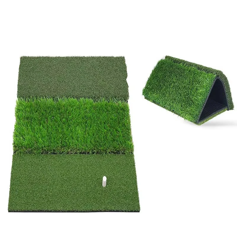 Foldable 3 in 1 Golf Hitting Mat Indoor Outdoor Swing Practice Training Aid with Ball Hitter for Home Use