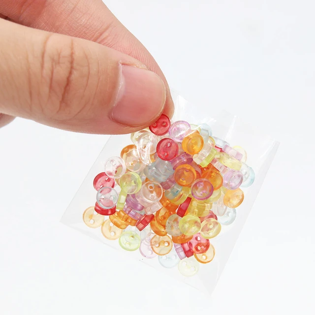 50pcs 3mm 4mm 5mm Mini Round Tiny Buttons Plastic Sewing Tools for DIY Doll  Clothes Button Embellishments Scrapbook Cardmaking(3mm,Multicolor)