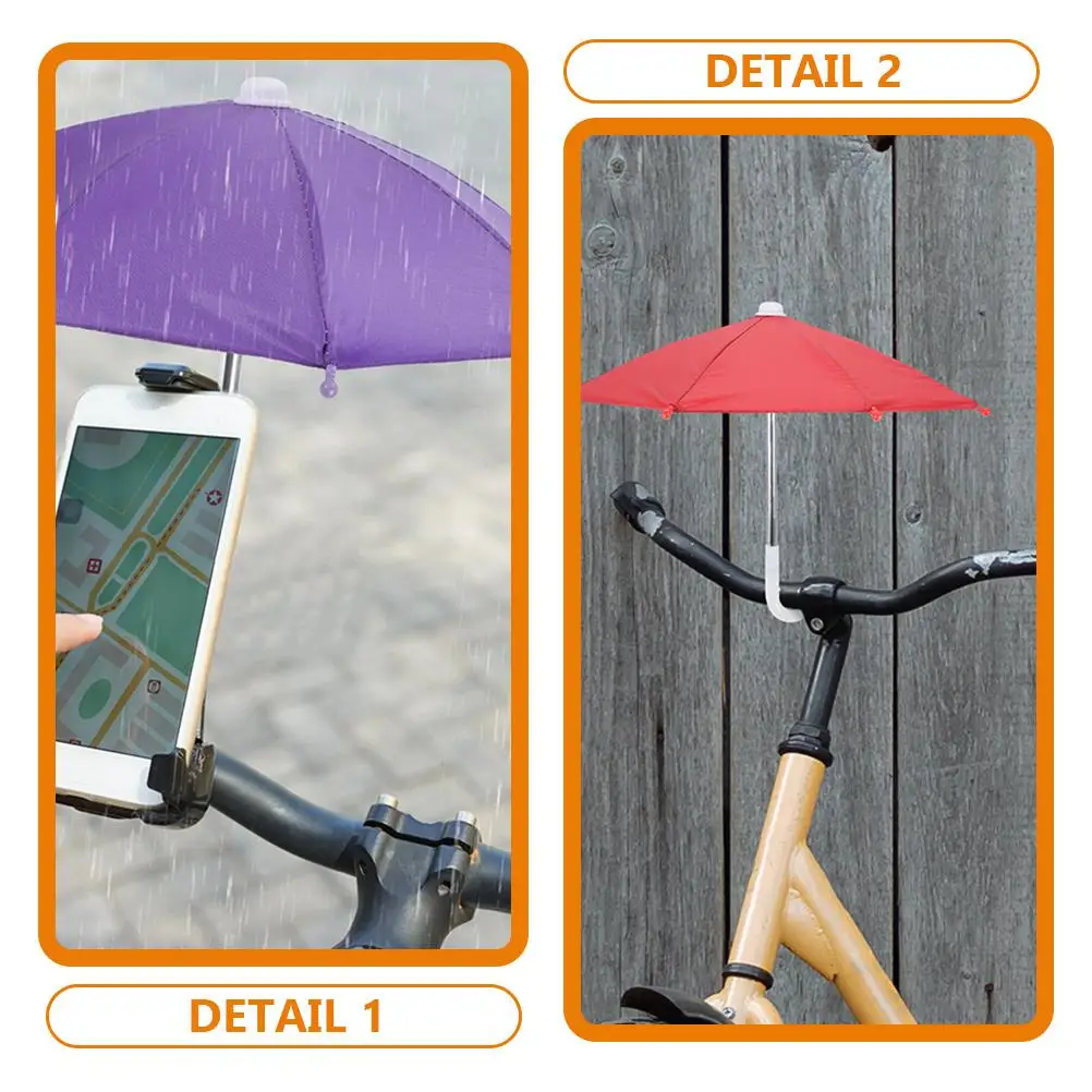 2 Pcs Cycling Phone Umbrella Riding Small outside Sun Shade Lightweight Waterproof Mini Toy DIY Art Craft