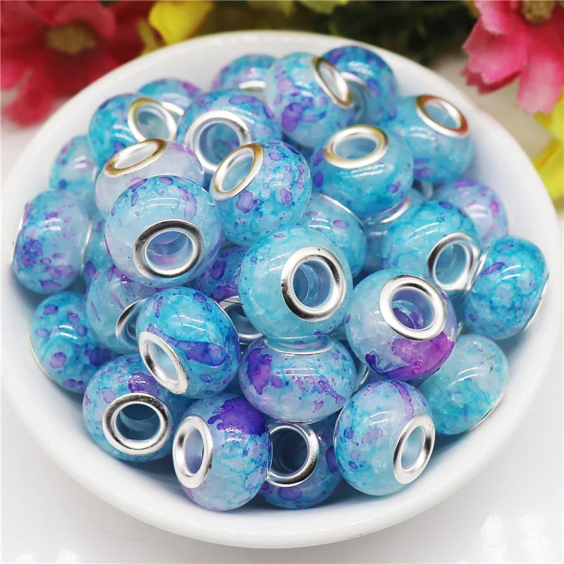 

10 шт., круглые бусины для браслета Pandora, 14 мм