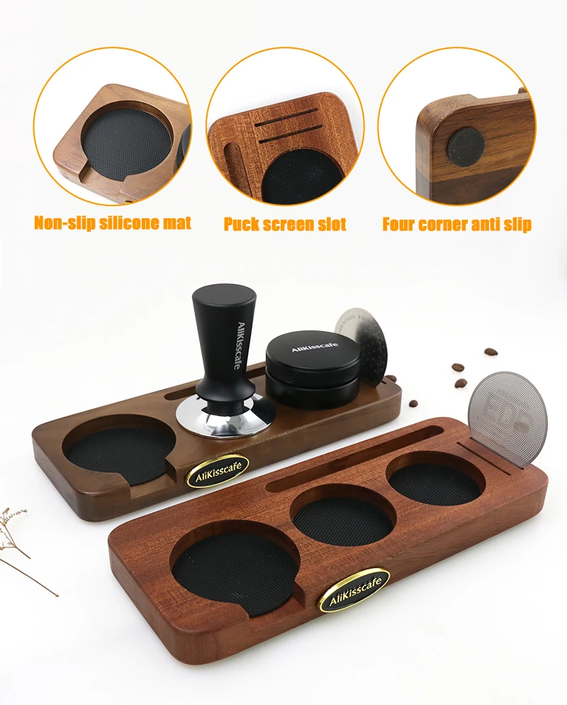 Kaffee Stamp ing Station Stand Sieb träger Halter Unterstützung Basis Rack Massivholz 51mm 54mm 58mm Espresso Zubehör Barista Werkzeuge – Detail 3
