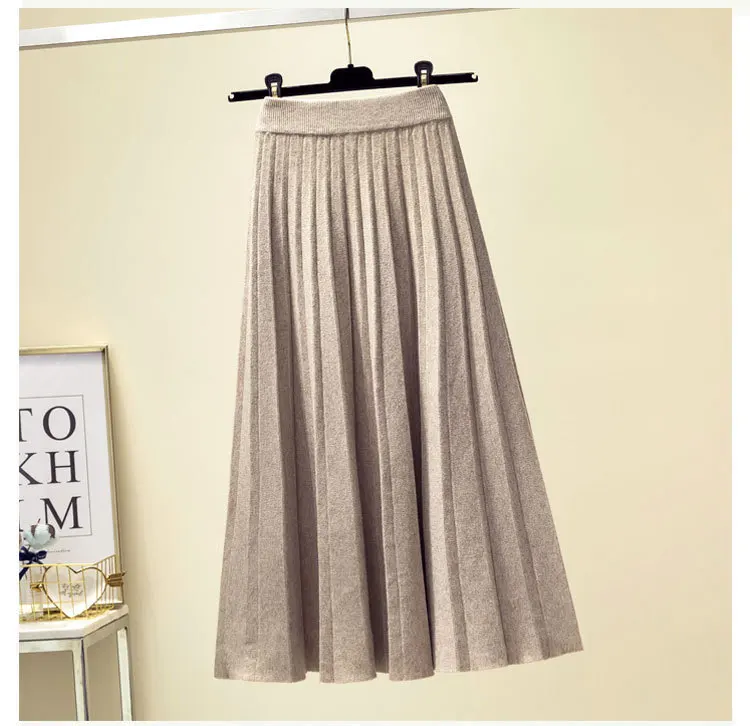 High Waist Knitted Skirt Women's Medium and Long Autumn 2022 New Korean Version of The Skirt High-waisted Thin A-LINE Skirt tennis skirt