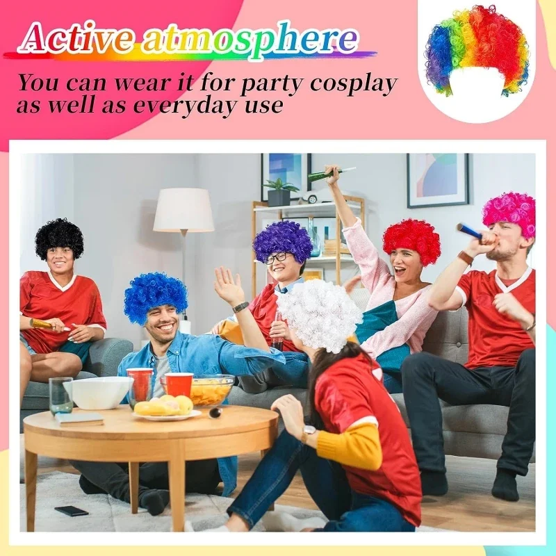 Runde lockige Perücke Clown Kopfschmuck Karneval Cosplay Kinder Erwachsene Explodierende Hut Kindertag Party Zubehör Party Hut Dekoration – Detail 5