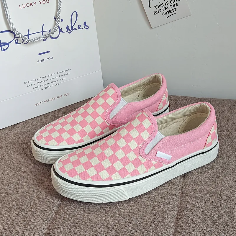 

Pink Printing Loafer Vulcanized Canvas Girl Women Flat Sneaker Shoes