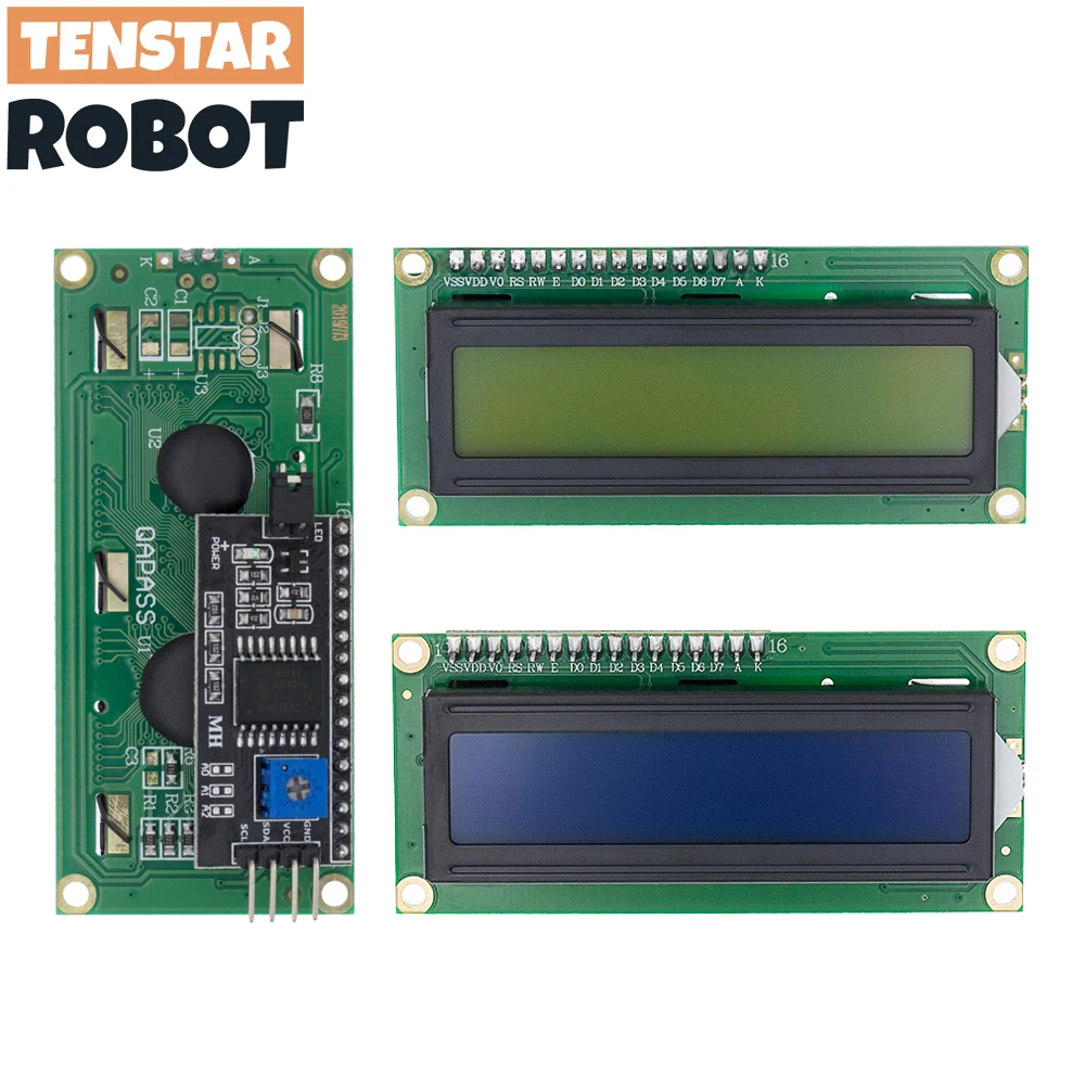 LCD1602 I2C Display Module Blue Green Screen 5V PCF8574 IIC Adapter Llate