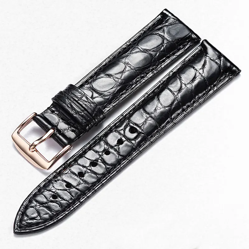 

FUYIJIA 12MM~24MM Universal Alligator Skin Watchbands 316L Stainless Steel Pin Buckle Strap Top Handmade Genuine Crocodile Belt