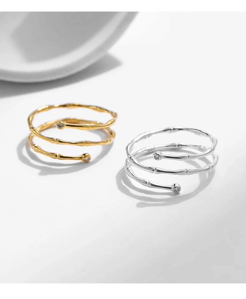 MODIAN Ring aus 925er-Sterlingsilber, trendig, mehrschichtig, Vintage-Linien, verstellbare Größe 5–7, originelles Design, edler Schmuck für Frauen – Detail 8