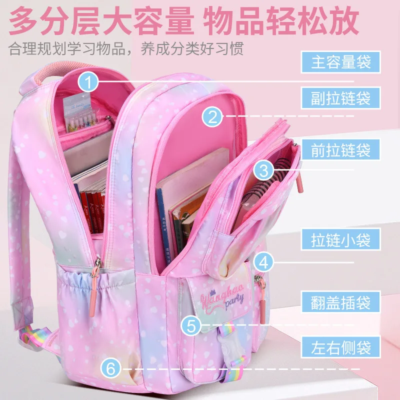 New School Bag Cartoon Cute Load Reduction For Middle Students And Primary Children's
