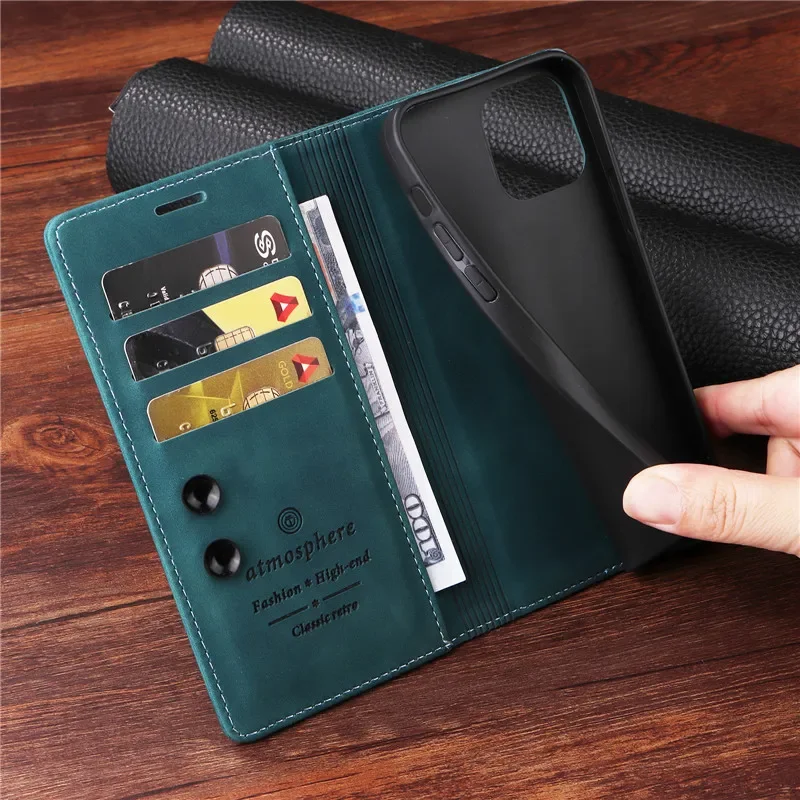 Leather Flip Cover Wallet Case with Card Holder - Premium Phone Protection