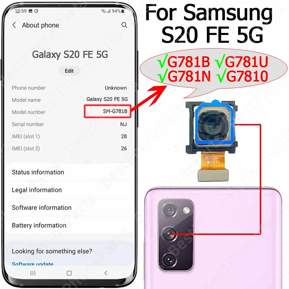 Rear Camera Module Flex for Samsung Galaxy S20 FE – Mobile Phone Spare Part