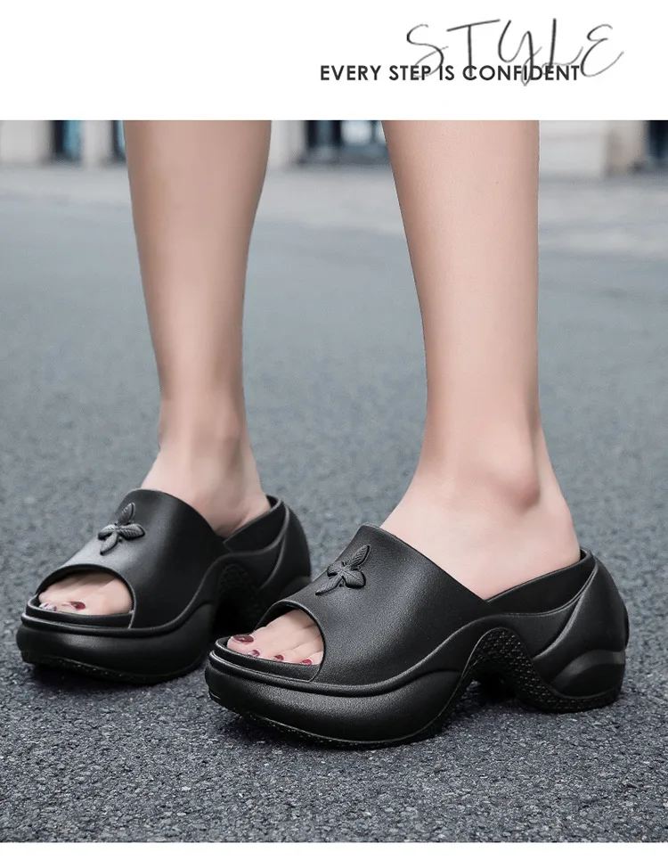 Shevaluse Hausschuhe mit dickem Absatz für Damen, Sommer, Outdoor, neue Mode, dicker Boden, Sandalen, bequeme Slip-On-Schuhe, weiche Hausschuhe – Detail 16