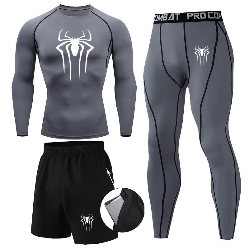 thumbnail image 1 of Conjunto de 3 piezas de ropa interior térmica de invierno para hombre, traje deportivo de compresión, calzoncillos largos, ropa deportiva para correr, chándal, mallas de entrenamiento para ejercicio, 1 of 5