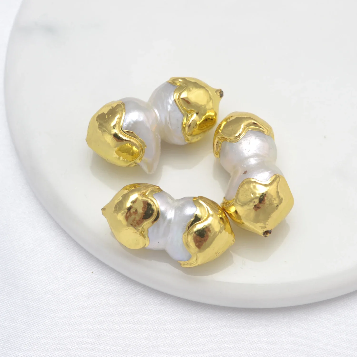 LJRIVER 5 Pcs Pearl Beads for DIY Jewelry Making Accessories Color Natural Pearls Whit Hole Beaded Parts for Necklace Bracelet