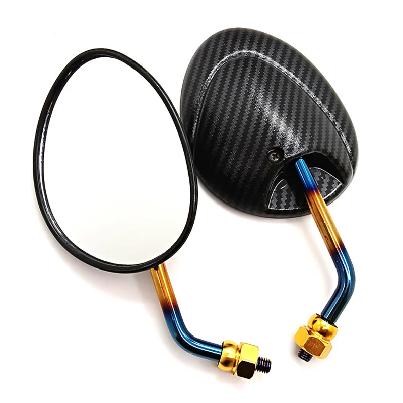 Carbon Fiber Texture Burnt Titanium Rearview Mirrors, 22mm Handle Bar, Universal Motorcycle, 1 Pair